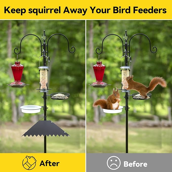 Metal Squirrel Baffle for 4x4Post, 17 Inch Squirrel Guard Stopper for Outdoor Bird Feeder Poles, Sciuridae Proof Baffles Keep Squirrels and Raccoons Out of Bird Houses (1 Pcs)