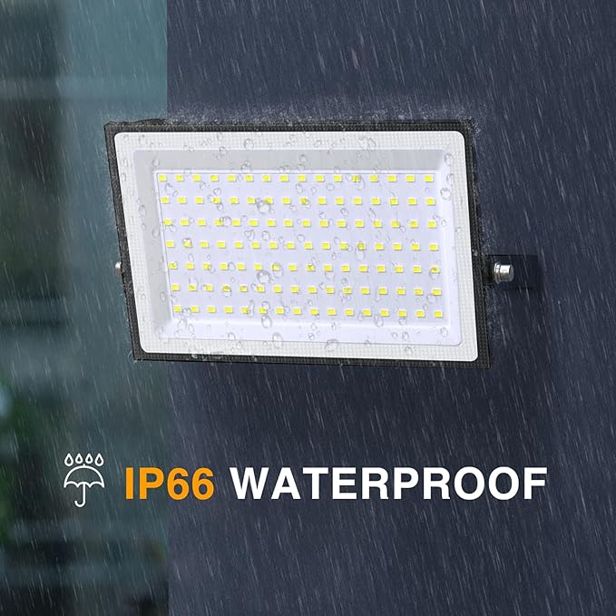 Onforu 100W LED Flood Light Outdoor, 8900LM Security Lights, IP66 Waterproof Outdoor LED Lights, 6500K Daylight White Floodlight for Garage Yard Garden Stadium Playground Arena(2 Pack)