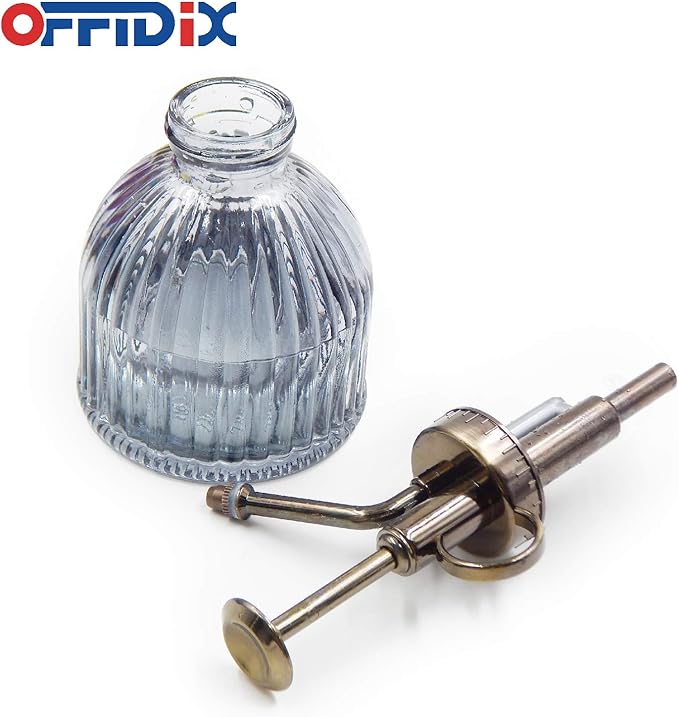 OFFIDIX Plant Mister plant water Spray Bottle, 6.3" Tall Vintage Style with Bronze Plastic Top Pump One Hand Glass Watering Can for Indoor Potted Plants Terrariums (Dark Gray)