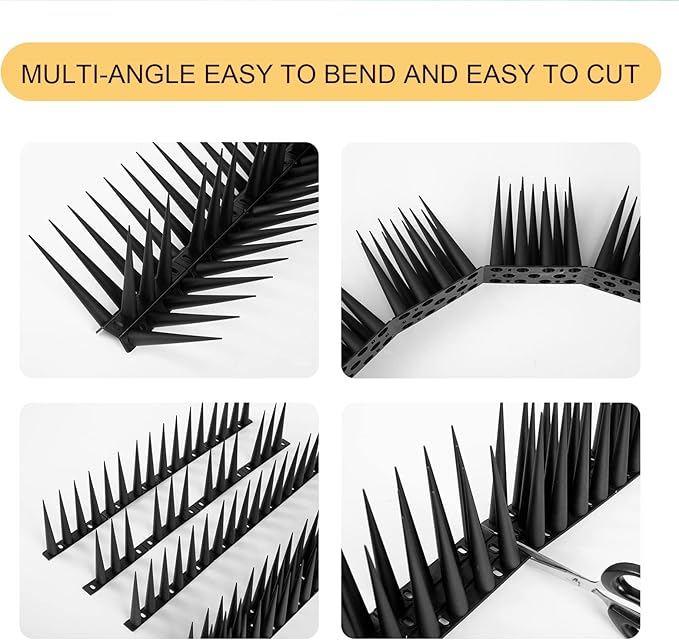 OFFO Bird Spikes Pigeon Outdoor Spikes for Cat Keep Birds Raccoon Woodpecker Away Covers 40 Feet(12.2m), Black