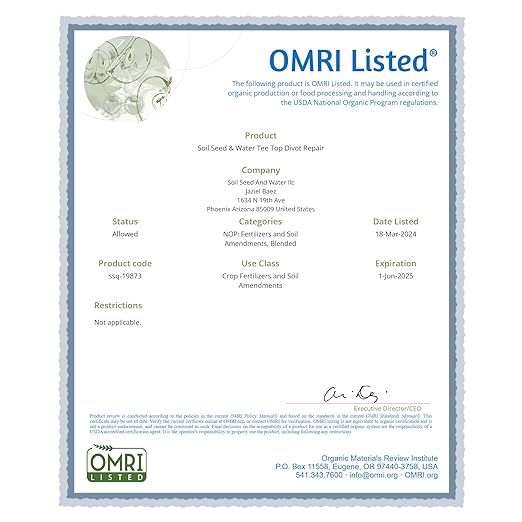 Soil Seed & Water Tee Top Divot Repair Blend – Turf Repair Soil Organic Fertilizer for Golf Greens, Lawns & Sports Fields - OMRI Listed Organic Fertilizer