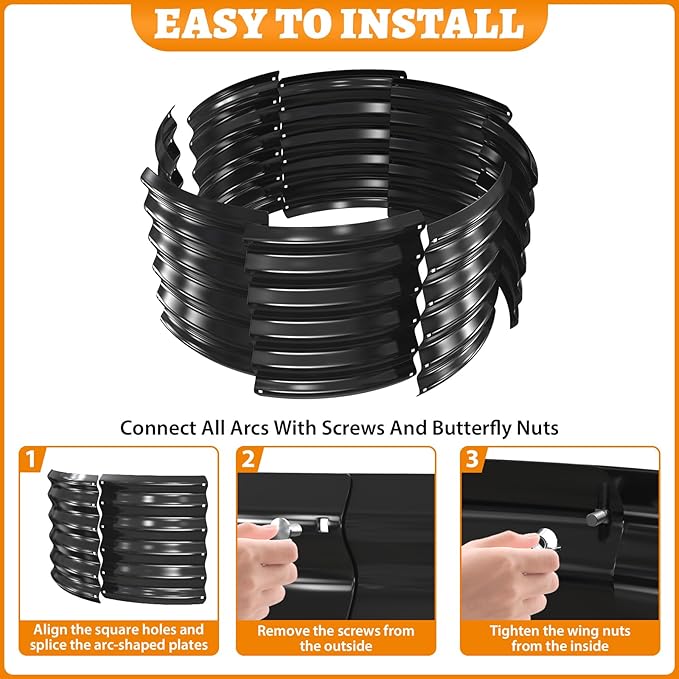 Metal Fire Pit Ring/Bonfire Fire Ring- 32 Inches Diameter, 0.8 MM Thick,1.5 ft High, Durable and Stylish for Outdoor Fire Pits,Patios and Camping (Black, 2.7X2.7X1.5 ft)