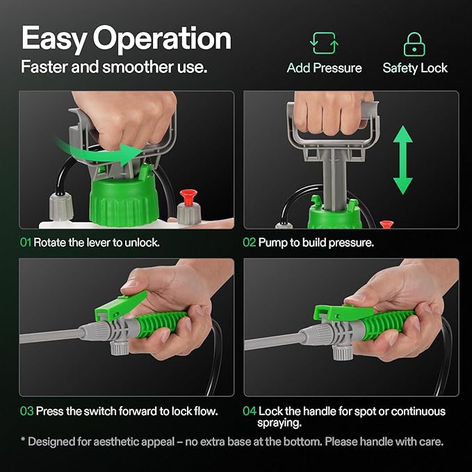 VIVOSUN 2.1 Gal/8L Pump Sprayer, Garden Water Sprayer for Plants, Weeds & Lawn Care, with 3 Nozzles, 50'' Long Hose & Pressure Relief Valve