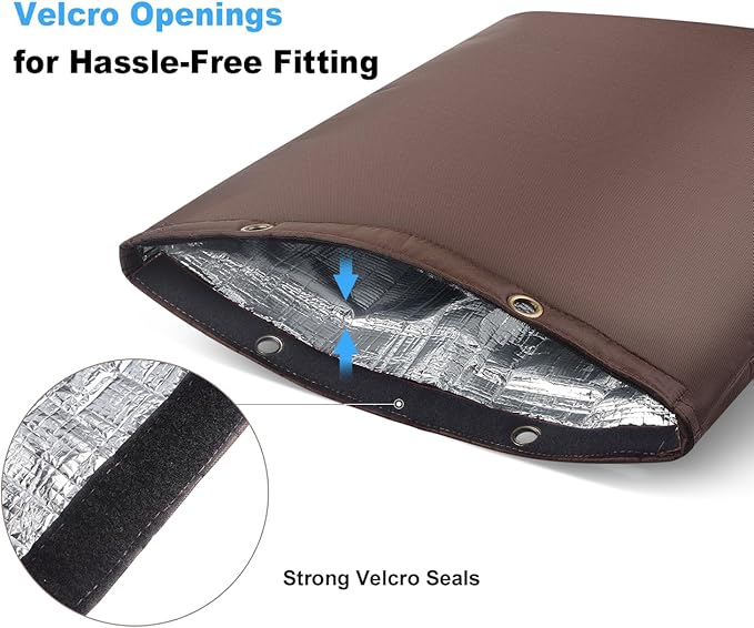 Outdoor Pipe Insulation Cover, Waterproof Backflow Preventer Cover for Winter Freeze Protection, Heavy-Duty 5-Layer Fabric Insulated Wrap for Sprinklers and Valves 16W x 20H inches- Brown