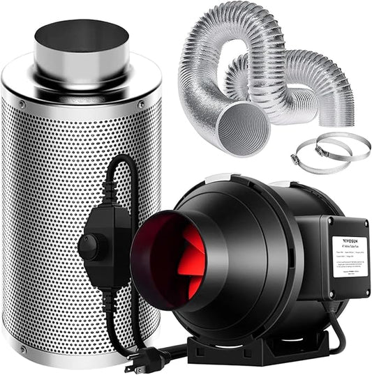 VIVOSUN Ventilation Kit Inline Duct Fan with Variable Speed Controller and Carbon Filter Odor Control System