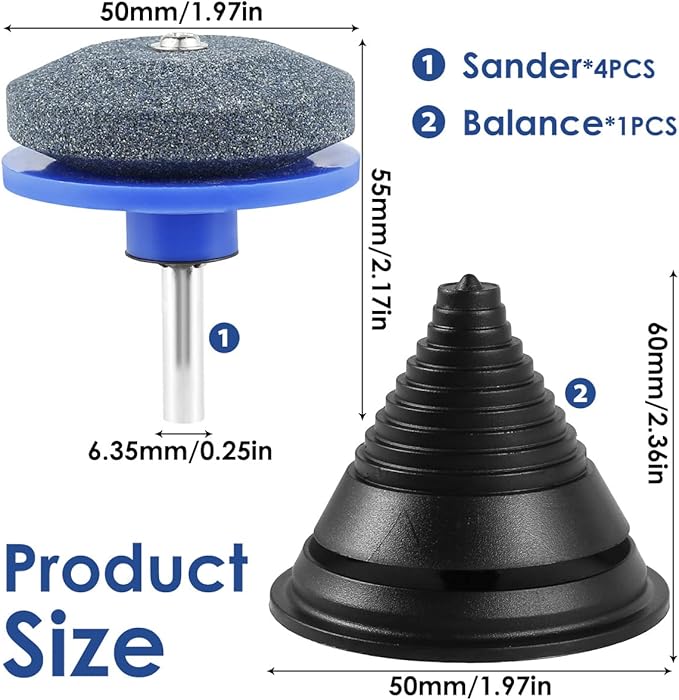 12 Pcs Lawn Mower Blade Sharpener Reusable Wear Resistant Grinder Wheel Stone with Blade Balancer Drill Attachment Grinding Accessories for Most Power Drill Hand Drill