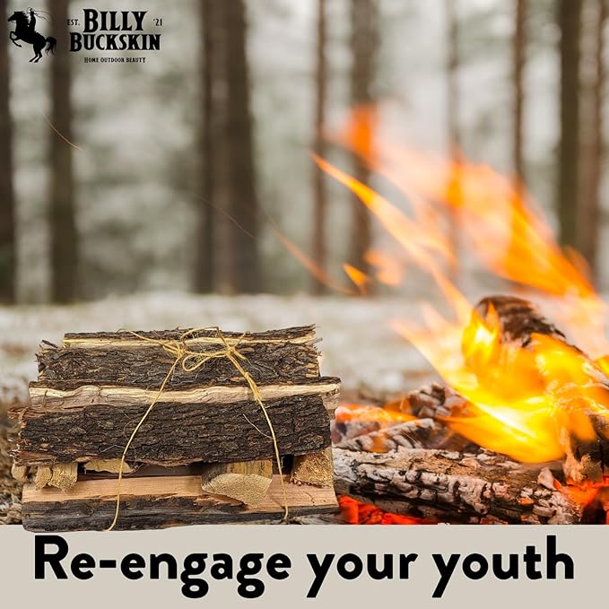 18 LB. Oak FireWood Log & Fatwood Fire Starter Sticks by Billy Buckskin Co., Firewood Fire Logs Great Firestarters for Outdoor Firepits, Fireplaces & Campfires, Seasoned Wood Logs for Outdoor Grilling