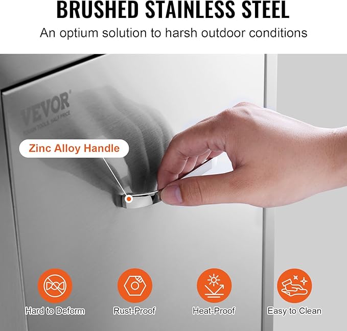 VEVOR Pull Out Trash Drawer 17.7x22.8 Inch Raised Style Trash Bin with Pull-Out Tray Stainless Steel Trash Drawer with Handle for Outdoor Kitchen BBQ Island, Trash Can NOT Included