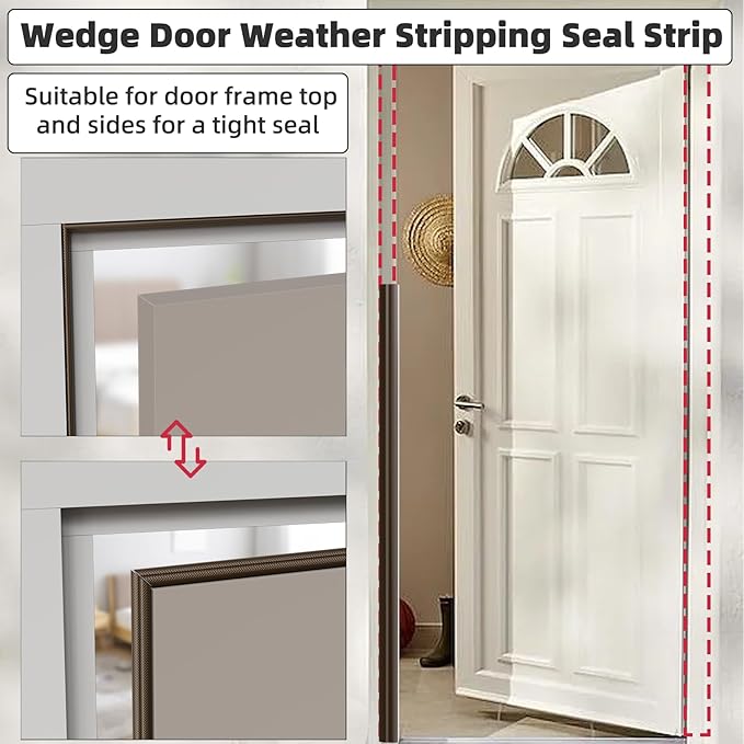 16.4 Ft Weather Stripping Seal Strip for Doors/Windows,Soundproofing Window Insulation Draft Stopper for Winter, Selfadhesive Foam Weather Strip for Door Frame,Door Gap Filler Noise Blocker(Brown)