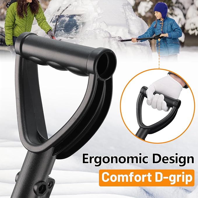 Kids Snow Shovel, Durable Thick Plastic Blade with Metal Handle, Comfort D-Grip, 32inch Snow Shovel for Kids Age 3-12 (Pink)