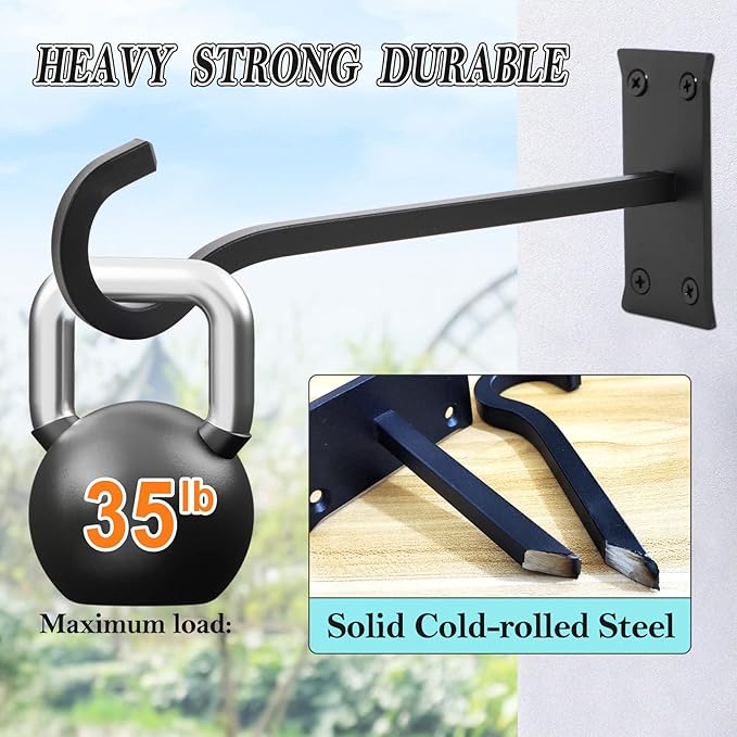 10inch Heavy Duty Plant Hangers Outdoor or Indoor Bird Feeder Hanger Shepherd Hooks 2pcs Gold Metal Wall Hook for Hanging Plant Bracket, Lantern, Flower Basket, Wind Chimes