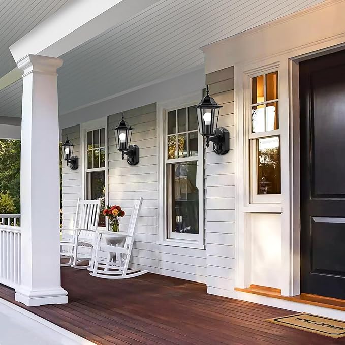 Lamomo 2 Pack Motion Sensor Outdoor Lights, Upgrade Dusk to Dawn Exterior Light Fixture Wall Mounted, 100% Anti-Rust Aluminum Waterproof Porch Lights for Patio Front Door Garage