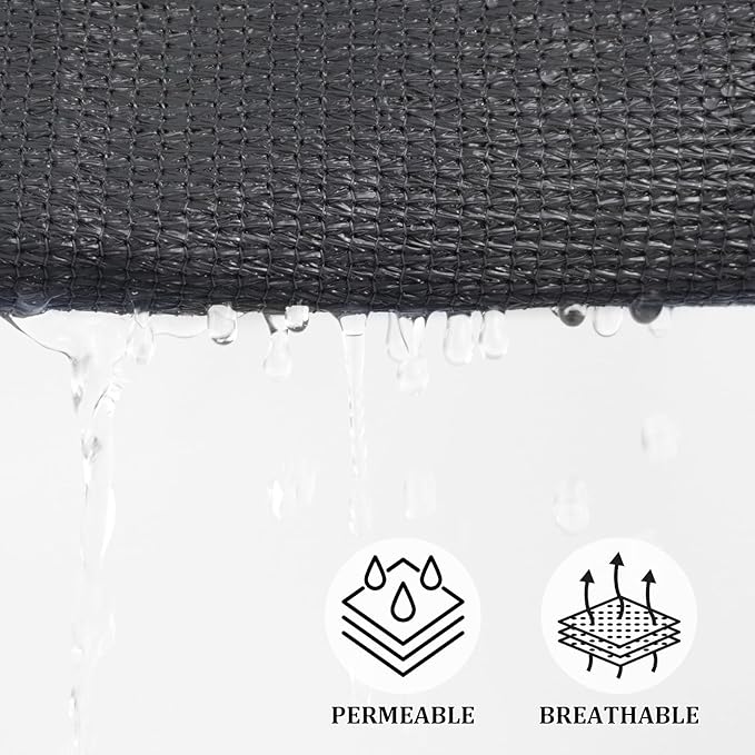 Shade&Beyond Sun Shade Sail Breathable UV Block Outdoor Covering Cloth for Backyard, Pool, 12'X24', Dark Grey (Customized Available)