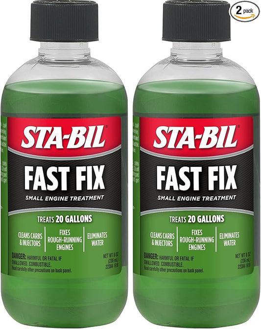 STA-BIL Fast Fix - Small Engine Treatment, Cleans Carburetors and Injectors, Fixes Rough Running Engines, Eliminates Water, Treats Up to 20 Gallons, 8oz (22304), Green (Pack of 2)