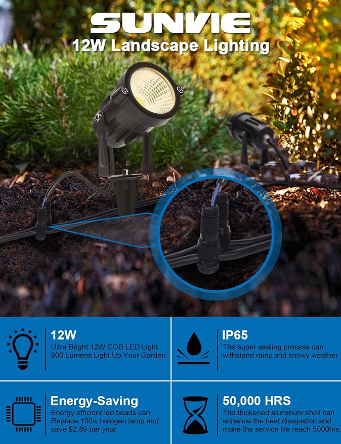 SUNVIE Low Voltage Landscape Lighting Cable Connectors 12-14 Gauge Wire Connectors for Landscape Lights Outdoor Spotlight Path Lights Work with Malibu Paradise and Other Low Voltage Lighting (50 Pack)