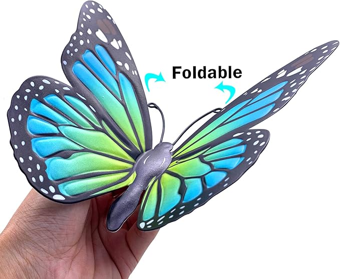 Metal Butterfly Wall Art Outdoor Decor - 4 Pack 9.8in Butterflies Wall Sculpture Hanging Decor for Outdoor and Indoor, Balcony Yard Patio Fence Garden Decorations, Nice Gift for Mom Friend