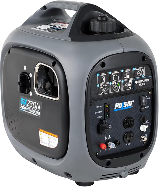 Pulsar 2,300W Portable Gas-Powered Quiet Inverter Generator for Home Emergency Backup, Parallel Capability, With USB Outlet, Long Run Time, GX230N