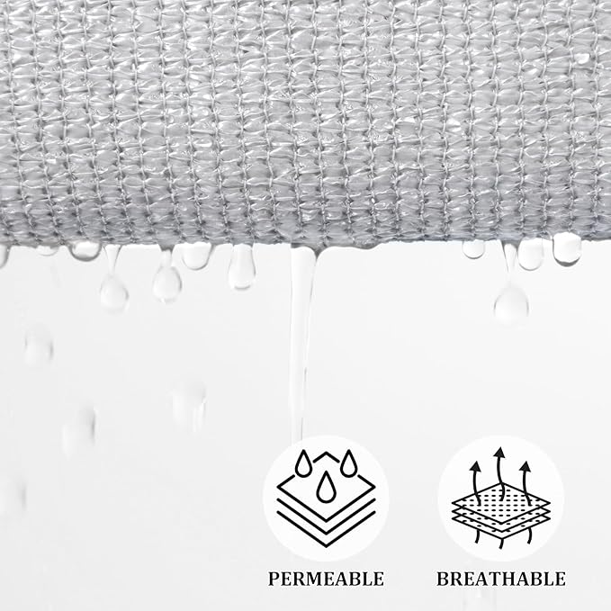Shade&Beyond Sun Shade Sail Breathable UV Block Outdoor Covering Cloth for Backyard, Pool, 10'X10'X14.1', Light Grey (Customized Available)