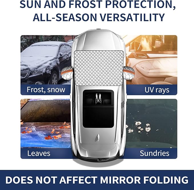 Winter Windshield Covers for Ice and Snow&Winter Car Essentials, Car Anti-Snow Cover, Snow Windshield Cover Automotive Exterior Accessories，Free Car Snow Shovel, Towel, and Gloves.