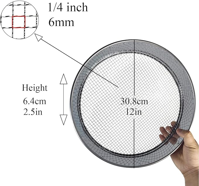 Soil Sifter 12 in (1/4'' Mesh Screen) Stackable Dirt Sifter for Soil Sand Rocks and Compost
