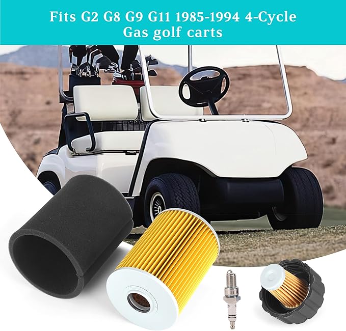 10L0L Tune Up Kit for Yamaha G2 G8 G9 G11 4 Cycle Gas Golf Cart 1985-1994, Replaces J10-14417-00 J38-14450-00, Air Filter Pre-Filter with Spark Plug Fuel Filter