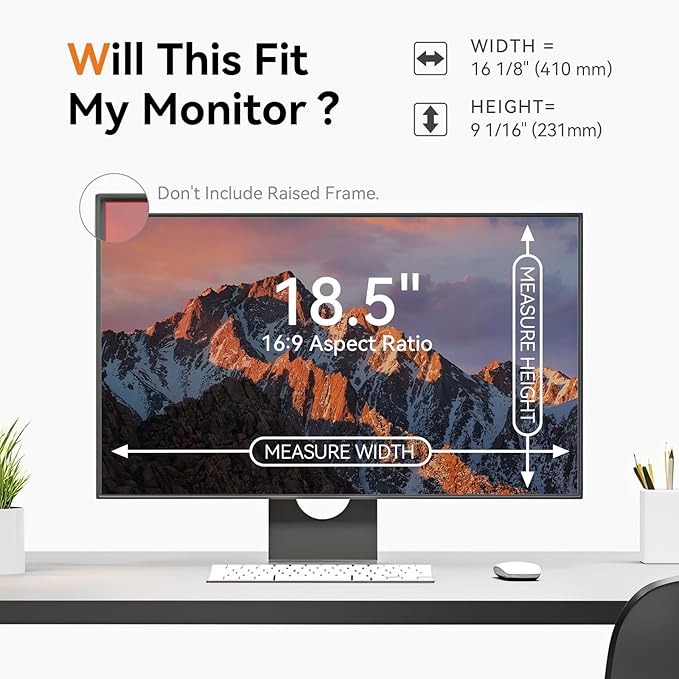 [2-Pack] 18.5 Inch Computer Privacy Screen for 16:9 Aspect Ratio Widescreen Monitor, Eye Protection Anti Glare Blue Light Computer Monitor Privacy Filter, Removable Anti-Scratch Screen Protector Film