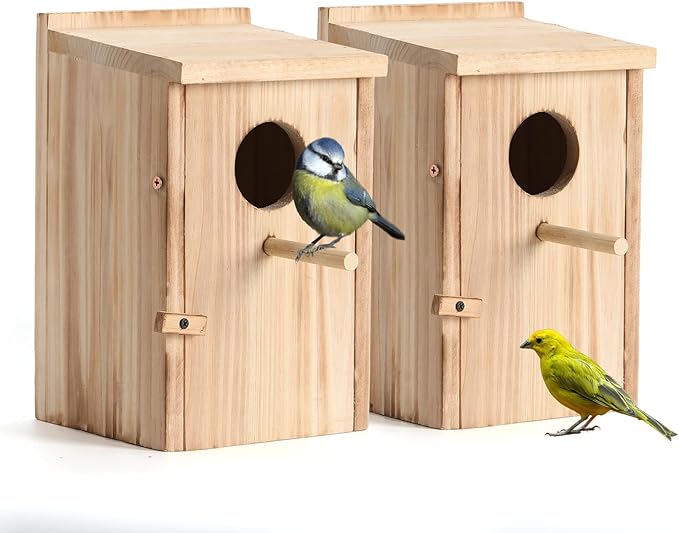 2 Pack Bird Houses for Outside, Hummingbird House Outdoor, Birdhouse kit,Bluebird Finch Swallow Wren Chickadee