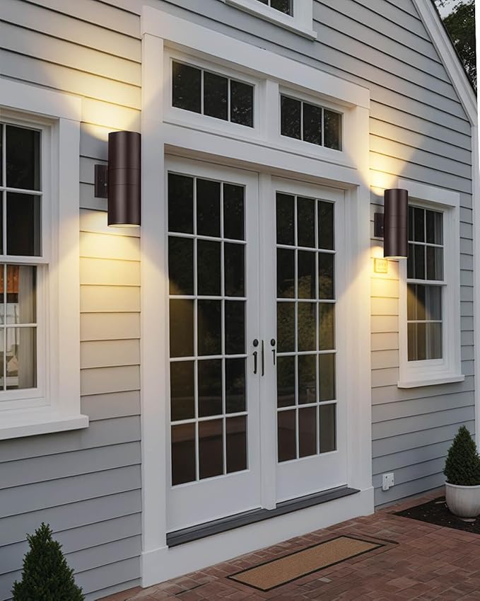 SHIMR Dusk to Dawn Modern Outdoor Wall Light with Oil Rubbed Bronze Finish, Cylinder Outdoor Sconce Lights Up Down Lights Outside for House Patio Garage [ETL Listed]