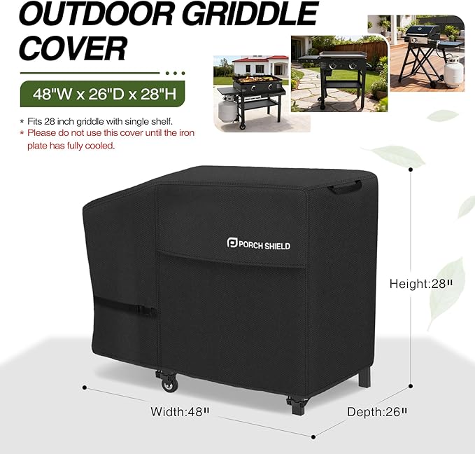 Porch Shield Griddle Cover for Blackstone 28 inch Single Shelf Griddle, Waterproof and Fade Resistant 600D Gas Grill Cover Fits for Most 2 Burner Flap Top Grill