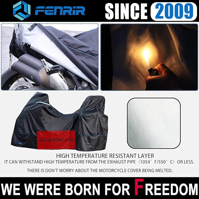 FENRIR 420D 90"INCH Motorcycle Cover Waterproof Outdoor Storage compatible with Adventure MaxiScooter R1300GS R1250GS S1000XR Multistrada Vstrom Versys Tracer9 Tenere700 Africa twin NC750 XMAX Burgman