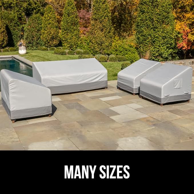 GORILLA GRIP Waterproof Large Outdoor Patio Sofa Cover, 58 Inch, Adjustable Furniture Covers Sets for Winter, Keep Cushions Dry, Protects from Sun, Snow, Rain, Windproof, UV Coated, 1 Pack
