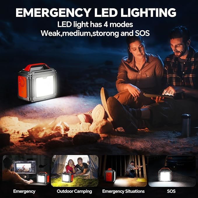 Portable Power Station, 300W 296Wh Solar Generator Quick Charge / 110V AC Outlets/DC Ports and LED Flashlight, solar panel 60W for Home Outdoor Travel Camping Blackout