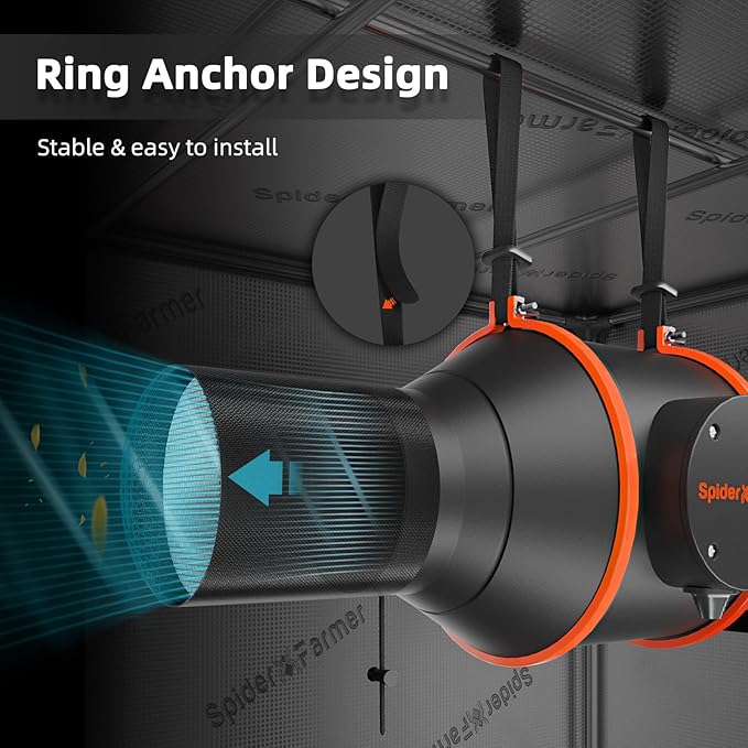 Spider Farmer 4 Inch Inline Duct Fan with RJ12 Speed Controller, 205 CFM Quiet EC Motor, Ventilation Exhaust Fan for Heating Cooling Booster, Grow Tents, Hydroponics, Indoor Gardening