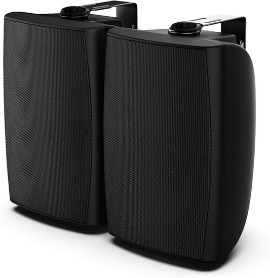 STUDIOFINIX 8-Inch 600W Passive Outdoor Speakers, IP44-Rated Waterproof, Wired Connection, Wall-Mountable All-Weather Speakers for Patio, Indoor, Deck, Yard (1 Pair, Black)
