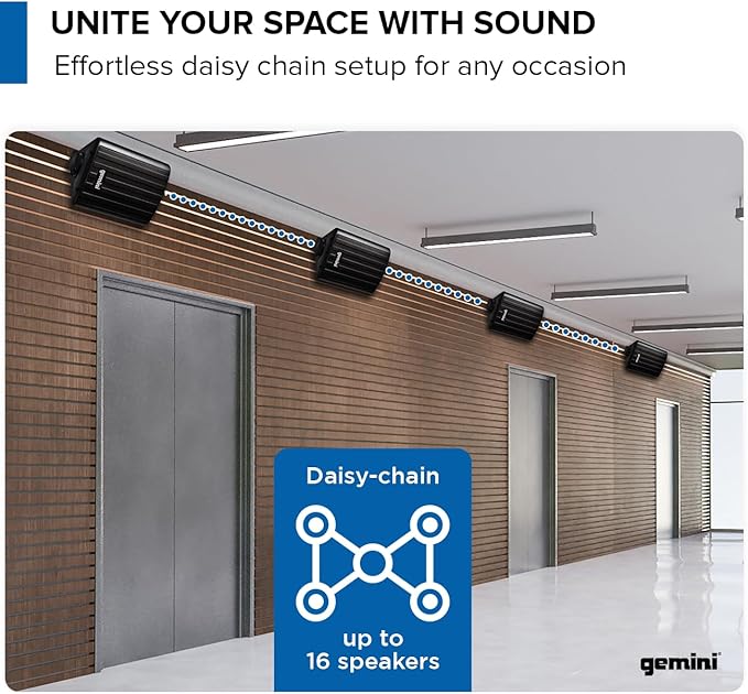 Gemini Sound GHSI-W525BT 5.25" Outdoor Bluetooth Speakers IP44 Waterproof Wired Powered Wall Mount Pair with Aluminum Grills, Patio Ready, Daisy-Chain Up to 16 Speakers, Balanced Stereo Audio (Black)