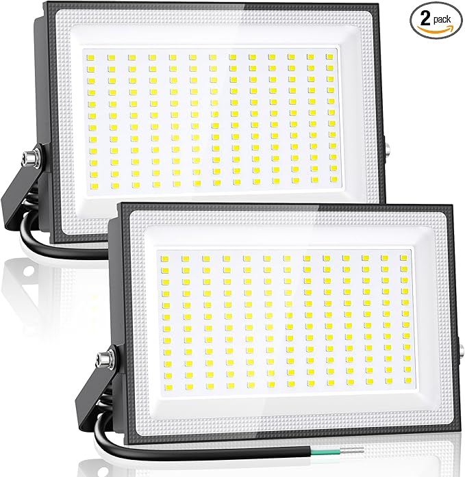 Onforu 150W LED Flood Light Outdoor, 12000LM Security Lights, IP66 Waterproof Outdoor Floodlight, 2 Pack 6500K Daylight White LED Exterior Lighting for Basketball Court, Stadium, Playground