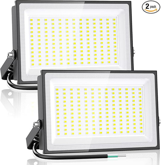 Onforu 150W LED Flood Light Outdoor, 12000LM Security Lights, IP66 Waterproof Outdoor Floodlight, 2 Pack 6500K Daylight White LED Exterior Lighting for Basketball Court, Stadium, Playground