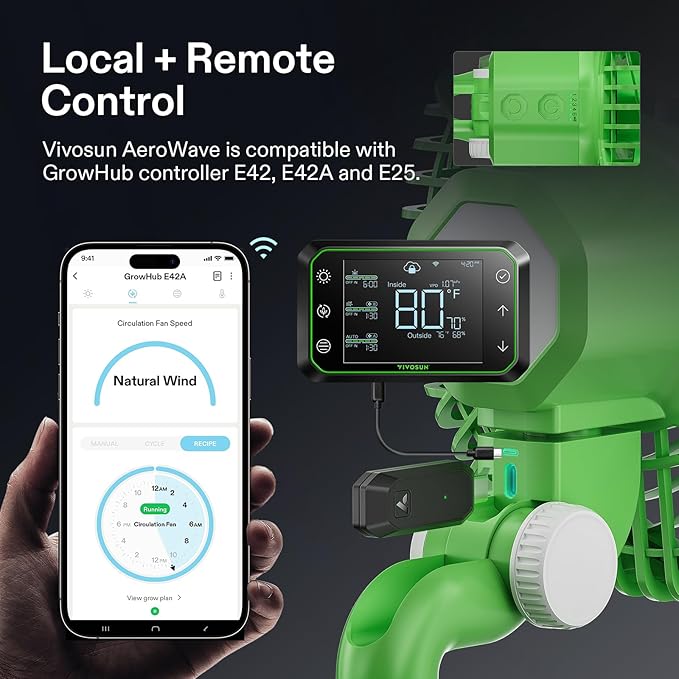 VIVOSUN 2-Pack AeroWave E6 Grow Tent Fan 6”, EC Motor, Smart Wifi Control, US Patented Auto Oscillating Clip fan, Weatherproof IP-54, Strong Airflow but Quiet for Hydroponic Ventilation Circulation