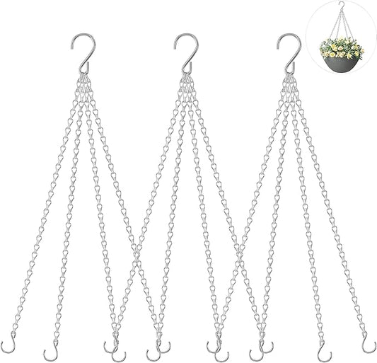 3 Pack, 23 Inch Hanging Baskets Chain, Hanging Chains with Hooks Flower Pot Chain Replacement Plant Hangers for Planters, Bird Feeders and Lanterns(Silver)…