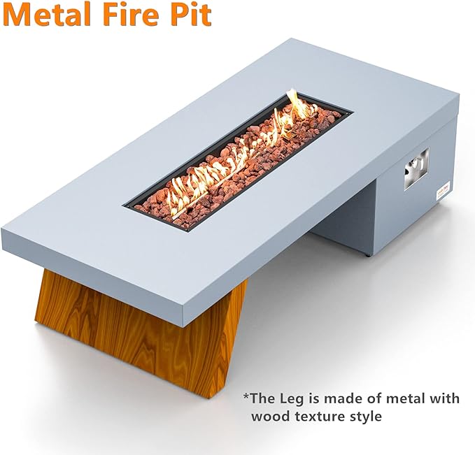 Onlyfire Premium 60” Outdoor Fire Pit Table with Lava Rocks& 12FT Hose, Large Propane Gas Firepit, Smokeless Fireplace 60,000BTU, Flame Adjustable for Backyard Patio Bonfire Party, Patio Heater FP015
