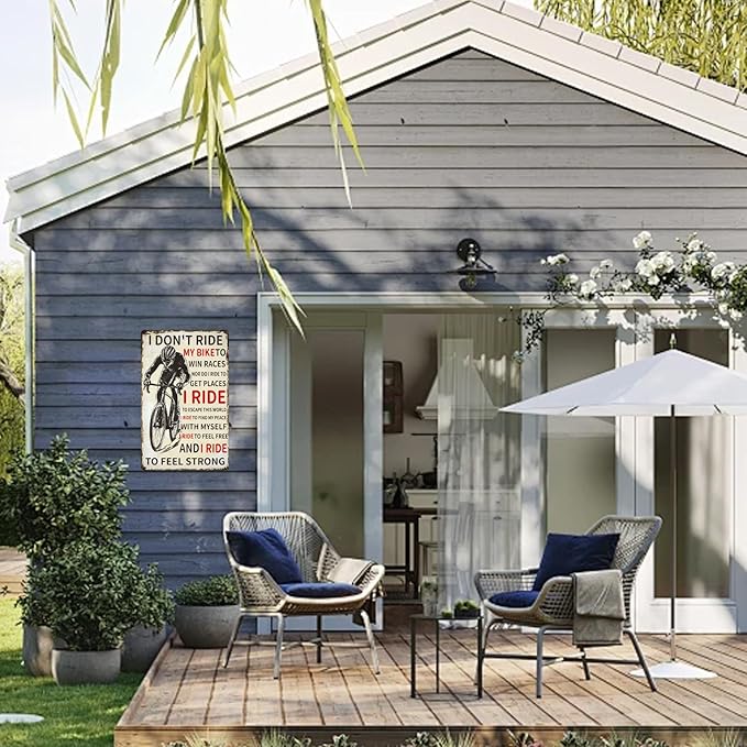 Bicycle I Don't Ride My Bike To Win Races Vintage Metal Sign Mountain Bikers Tin Sign for Home Garage Men Cave Outdoor Yard 12×8 Inch