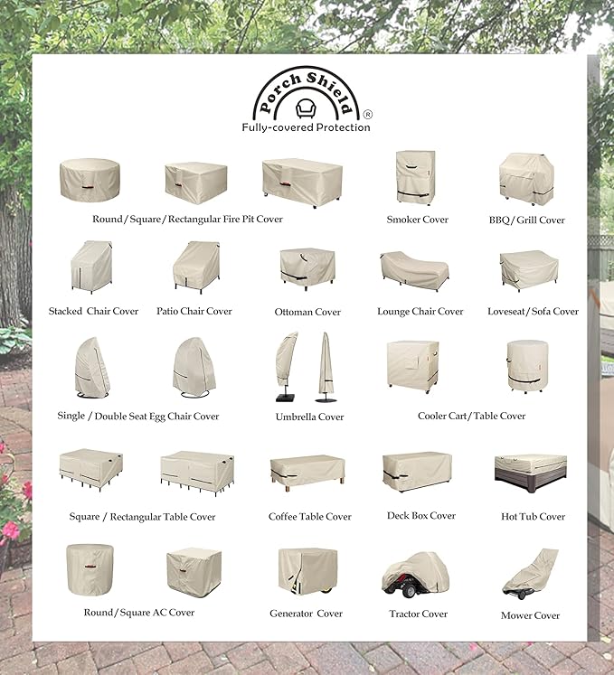 Porch Shield 54W x 24D x 46H inch Premium Gas Grill Cover Up to 52 inch, Waterproof and Fade Resistant 600D BBQ Covers for Weber, Brinkmann, Char-Broil and More, Light Tan