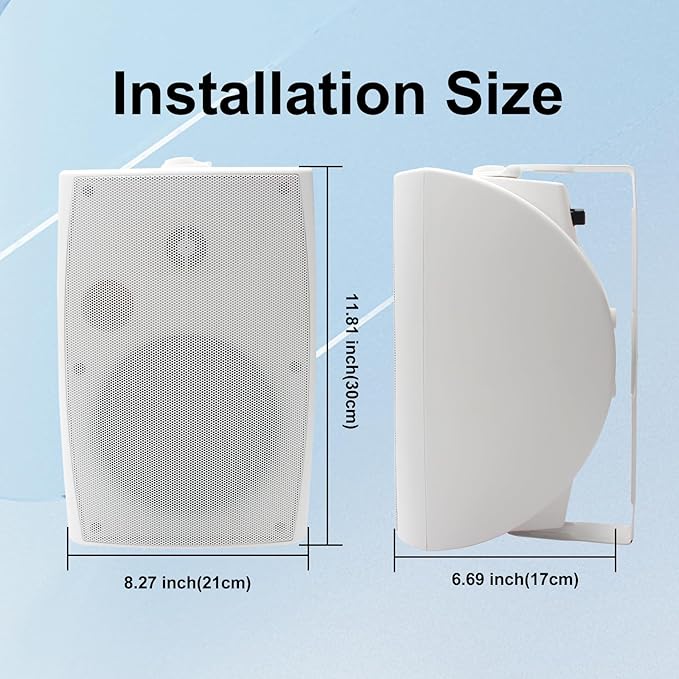 STUDIOFINIX 6.5 Inch 400W Outdoor Speakers Wired Waterproof Passive with Powerful Bass, Wall Mount Speakers for Patio Garden Poolside Home(Pair,White)
