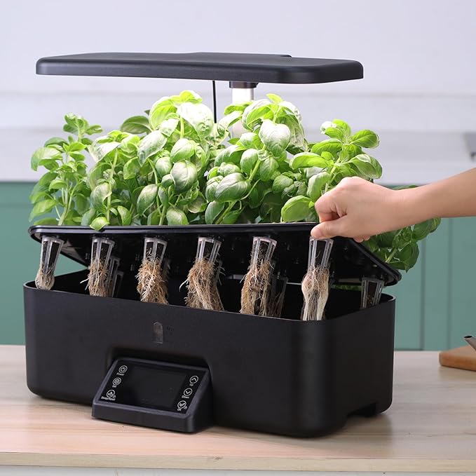 17-Pods Hydroponic Growing System with Dual Fans 24W Full-Spectrum Grow Light & Smart Control Panel for Indoor Gardening for Vegetables Herbs