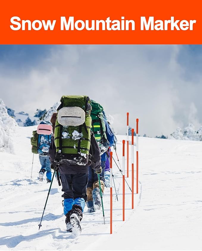 100 pcs Driveway Reflective Markers - 48 inch Snow Stakes with Highly Visible Reflective Tape, 1/4 inch Dia Snow Pole Stake for Parking, Home, Road