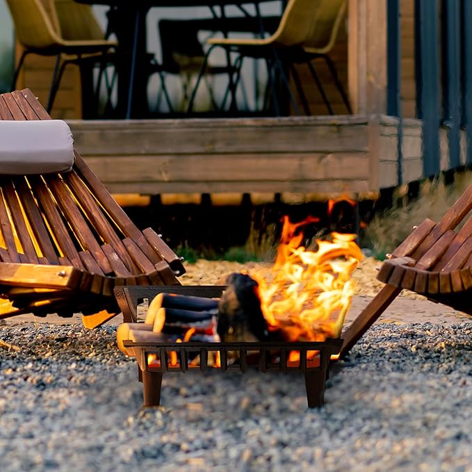 DOEWORKS 18 inch Fireplace Grate Cast Iron Fire Place Grates Heavy Duty Wood Stove Chimney Burning Rack Holder