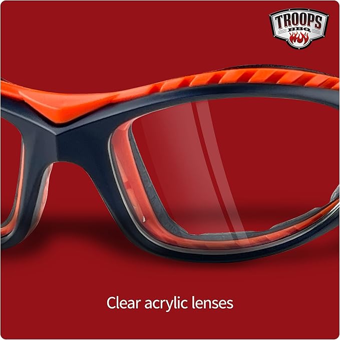 TROOPS BBQ Grilling Goggles Anti-Fog Tear-Free Anti-Scratch Eye Heat Protection Safety Glasses