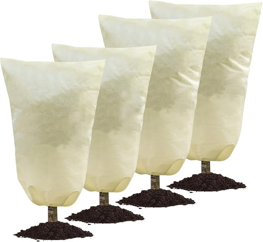 MIXC 4 Packs 2 Size Plant Covers Freeze Protection, Winter Plant Cover Cold Weather Tree Frost Cloth Warm Blankets Shrub Covers for Outdoor Plant (47''×71''+71×83'')