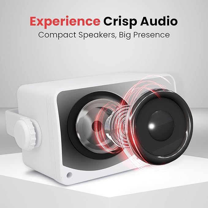 Pyle 3-Way Indoor & Outdoor Box Speaker System - 3.5" 200 Watt Compact Wall Mount Speakers for Home, Patio, Deck, Garage, Poolside, or Studio Use - Dual Speaker Set - PLMR24 (White)