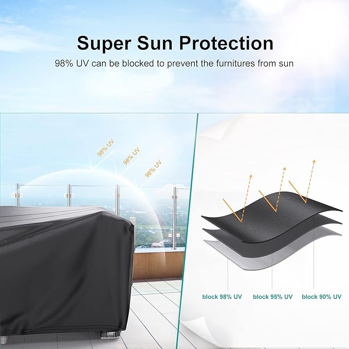 Patio Furniture Covers - Heavy Duty 600D Outdoor Furniture Cover - Waterproof, Covers for Sectional Sofa Set & Table & Chair Set, 84"L×44"W×23"H